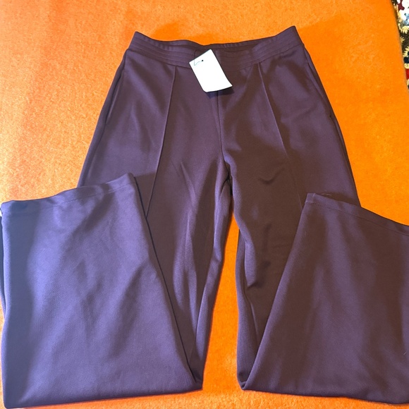 Zara burgundy zippered wide leg track pants NWT - Picture 3 of 12